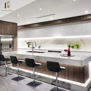 Armoire de <span class=keywords><strong>cuisine</strong></span> en PVC à grain de bois au design simple pour la <span class=keywords><strong>cuisine</strong></span> à domicile <span class=keywords><strong>Cuisine</strong></span> complète - Product Image 6