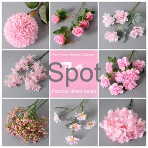 Fleurs artificielles de mariage roses de couleur bonbon pour l'aménagement de la salle et la décoration de plafond à la maison Arrangements floraux polyvalents - Product Image 2