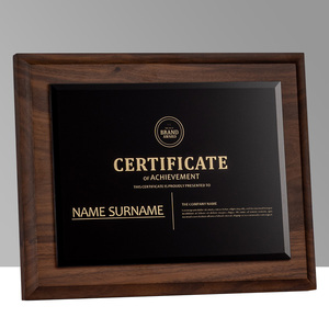 Medaglia di legno all'ingrosso della fabbrica targa personalizzata fatta su misura noce nera in legno massiccio medaglia autorizzazione certificato di nomina - Product Image 1