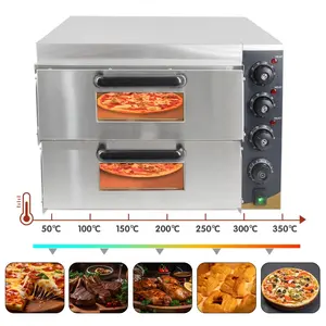 工業用ダブルデッキベーキングオーブン機器ステンレス鋼電気ピザオーブン商業ピザパンケーキ内蔵メーカー