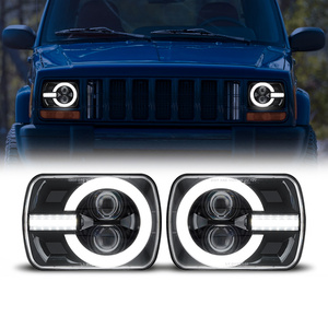 Phare à faisceau scellé Pingpong Design 5x7 avec DRL et clignotant ambre pour <span class=keywords><strong>Jeep</strong></span> Wrangler YJ <span class=keywords><strong>1987</strong></span>-1995 pour <span class=keywords><strong>Jeep</strong></span> <span class=keywords><strong>Cherokee</strong></span> <span class=keywords><strong>XJ</strong></span> 1984-2001 - Product Image 1