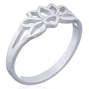 Anillo de Buda de loto adorable de 925 de ley para mujer, flores de plata de alto pulido y regalo de estilo natural para ocasiones de fiesta - Product Image 1