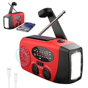 Dernier modèle radio solaire multifonction 4 en 1 avec fonction SOS, radio à manivelle, affichage de la puissance, radio d'urgence pour le camping - Product Image 4