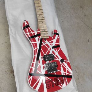 Chitarra Elettrica 5150 a Strisce Rosse, Bianche e Nere con Doppio Tremolo, Interruttore a 3 Vie, per Performance Professionali - Product Image 6