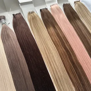High-Quality Genius Weft 100% Human Hair Extensions Supplier Pelo Trenzado Russian Cut Cuticle Aligned Seamless Genius Weft