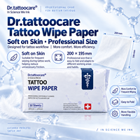 Dr.tattoocare Lingettes Professionnelles pour Tatouage Sans Peluches et Sans Résidus de Fibres 50 Feuilles Jetables