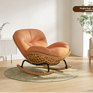 Fauteuil à bascule nordique en métal pour balcon, chaise longue de loisirs pour adulte, canapé individuel pour salon, sans assemblage - Product Image 4