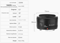 YONGNUO – objectif de caméra à mise au point automatique pour Canon DSLR 600D 70D 60D 6D yn35 mm F2, objectif principal grand angle 35mm
