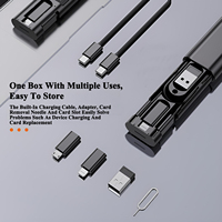 Boîte de rangement portable multifonction 6-en-1 avec logo personnalisé, charge rapide PD 60W, pour câbles USB-C, idéale pour les voyages d'affaires