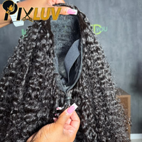 Perruques en cheveux humains bruts bouclés birmans, alignées sur les cuticules, avec cordon de serrage, à clipser, sans colle, 3-en-1, demi-perruque 3/4 à porter sur le dessus de la tête
