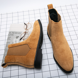 <span class=keywords><strong>Stivali</strong></span> Chelsea da uomo in finta pelle scamosciata, design classico, taglia grande, giallo bianco, comodi. - Product Image 1