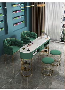 Table de manucure MoreDesign de qualité supérieure en acier inoxydable pour salon de beauté et <span class=keywords><strong>spa</strong></span> avec chaise - Durable et écologique - Product Image 4