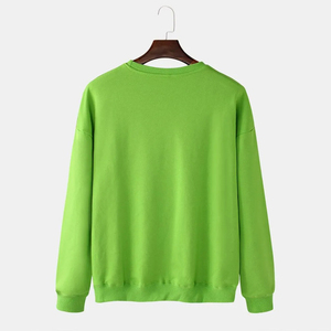 Sweat-shirt à col rond en coton French Terry de haute qualité pour homme, couleur verte, style automne, imprimé personnalisé - Product Image 2