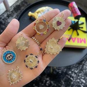 Kustom Gemnel 925 perhiasan perak minimalis liontin aquamarine mata merah muda bulat koin marquise pesona untuk Kalung - Product Image 6