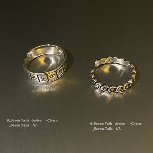 Retro Mahjong Ring For Women Adjustable Letter Design Geometric Shape Jewelry Gift - Product Image 4
