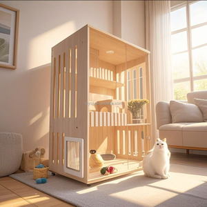Maßgefertigte Moderne Katzen-Villa Katzenkäfig aus Spanplatte Indoor-Katzennest Luxuriöses Geschlossenes Design mit Belüftung für Alle Jahreszeiten - Product Image 1