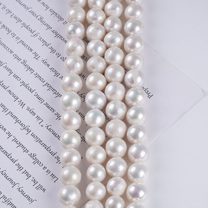 Zhuji 12-13mm White Edison Round Baroque Pearl Natural Freshwater <b>Loose</b> <b>Bead</b> String for Jewelry DIY Color Accessory Material - Product Image 2