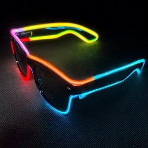 Kabellose LED-Leuchtbrille Leuchtet im Dunkeln Neon-Rave Erwachsenen-Plastikbrille mit Kabel für Halloween-Party EDM Weihnachten - Product Image 2
