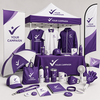 Kit de présentation pour campagne électorale : Tente pliante, affiche déroulante, drapeau plume, chemin de table pour événements et salons professionnels, ensemble d'articles promotionnels