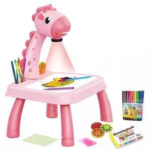 Mesa de dibujo de grafiti de dibujos animados multifuncional BJQ, juguete de escritorio de aprendizaje de proyección LED para niños y bebés, Idea de regalo perfecta - Product Image 1