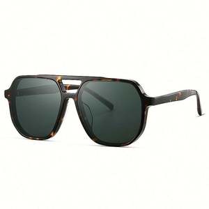 Lunettes de soleil pilote en nylon avec logo personnalisé, protection UV400, grande monture en acétate, pour hommes et femmes, vente en gros - Product Image 5