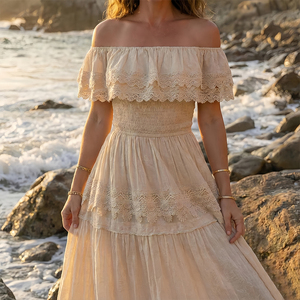<span class=keywords><strong>Robe</strong></span> <span class=keywords><strong>longue</strong></span> d'été <span class=keywords><strong>blanche</strong></span> personnalisée pour femme, style vintage, broderie française, dos nu, imprimé floral, bretelles fines - Product Image 3