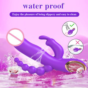 Vibratore Femminile 3in1 Telescopico a Forma di Coniglio con Vibrazione, Stimolatore Clitorideo e Punto G, Dildo <span class=keywords><strong>Vibrante</strong></span> per Donne - Product Image 4