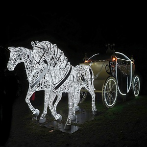Décoration <span class=keywords><strong>de</strong></span> Noël extérieure commerciale : Motif lumineux LED 3D en forme <span class=keywords><strong>de</strong></span> calèche <span class=keywords><strong>de</strong></span> conte <span class=keywords><strong>de</strong></span> fées avec cheval et citrouille - Product Image 2