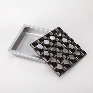 <span class=keywords><strong>Cendrier</strong></span> JF-2019N luxe JIFENG en fibre de carbone, 16 trous pour usage extérieur, coupe-vent, grande taille, carré, en métal, pour magasin de cigares - Product Image 2
