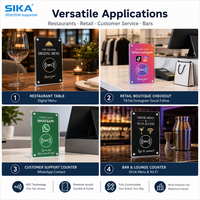 Plaque de menu NFC carrée SIKA Mini pour restaurant, café, bistrot, pub, hôtel, salle à manger, commande sans contact en ligne, signalétique pour café