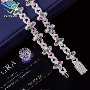 Pulsera de hoja de trébol en varios colores con diamantes de moissanita VVS, chapada en oro sobre plata de ley 925, pasa el probador de diamantes, certificado GRA. - Product Image 6