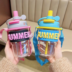 แก้วน้ำแบบมีหลอดดูดสไตล์เกาหลีปี 2025 แบบแยกส่วนชงชาได้ สองชั้น สายสะพายปรับได้ ป้องกันการรั่วซึม พกพาสะดวก สำหรับ<span class=keywords><strong>เด็ก</strong></span> 500 มล. - Product Image 4