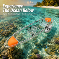 Kayak transparent en polycarbonate, modèle tandem, idéal pour les excursions aquatiques en lac et les loisirs nautiques – Vente en gros usine