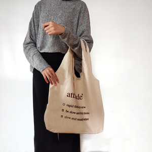 Fourre-tout d'épicerie écologique et réutilisable de style coréen avec logo personnalisé sac à provisions en toile durable coton usage quotidien cadeau impression de dessins animés - Product Image 2