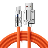 Kabel Data Tipe-C Pengisian Cepat 120W 3A Harga Terjangkau, Konektor Logam Silikon Cair Paduan Seng, Konduktor Tembaga Berlapis Timah untuk
