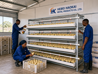 Nouvelle cage d'élevage de poussins de type H galvanisée à 4 niveaux pour poussins de 8 semaines, marque HAOKAI METAL, équipement d'élevage avicole, 18 ans de service