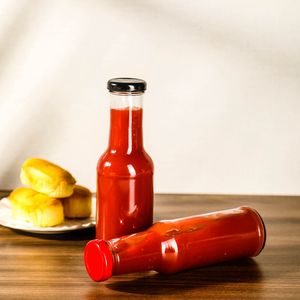 Bouteille ronde classique de pâte de moutarde de Ranch de Ketchup de 10 oz de 300ml, récipient de Sauce en verre de vinaigre de barbecue de piment avec couvercle à vis - Product Image 2