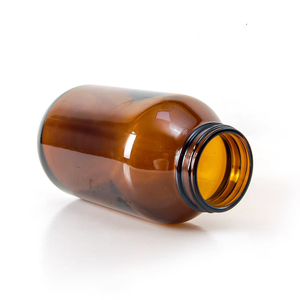 Vente en gros de bouteilles en verre ambré à large ouverture de différentes tailles avec couvercle en <span class=keywords><strong>plastique</strong></span> noir - Product Image 5