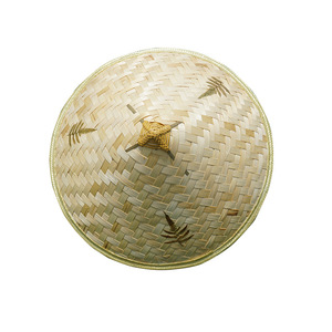 Sombrero cónico de bambú tejido, sombrero de paja para verano, pesca al aire libre, protección solar, ala ancha, sombrero cónico de granjero de tres hojas - Product Image 2