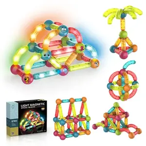 New Light Up Magnet Building Blocks Set Magnetic Sticks and Balls with Lighting Educational and STEM Learning Construction Toy