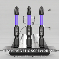 Embout de tournevis électrique résistant aux chocs de 50 mm PH2 à tête cruciforme avec poignée hexagonale en acier, tête magnétique antidérapante
