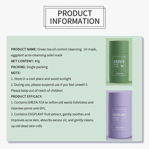 Masque facial solide au thé vert <span class=keywords><strong>MEIDIAN</strong></span>, soin de la peau, contrôle du sébum, nettoyage en profondeur, masque solide à l'aubergine, masque solide vert - Product Image 6