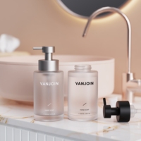 Bouteille de lotion en verre épaissi givré vide de haute qualité avec pompe en métal bouteille de savon moussant de luxe de 350ml avec emballage en boîte