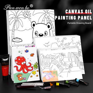 Kit di pannelli di tela da dipingere per bambini Panwenbo e kit Sip, tela pre-disegnata per dipingere animali, tela pre-stampata per pittura fai da te - Product Image 6