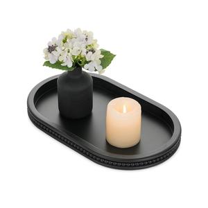 Plateau de service en bois ovale de Style ferme plateau décoratif perlé pour centres de Table basse salon salle de bain - Product Image 1