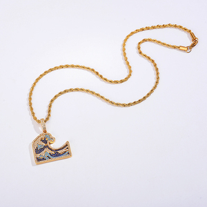 <span class=keywords><strong>Collier</strong></span> en zircon micro-pavé de conception diamantée, pendentif en forme de vague, <span class=keywords><strong>collier</strong></span> Kanagawa <span class=keywords><strong>Surf</strong></span> glacé, plaqué or <span class=keywords><strong>blanc</strong></span>, bijoux hip-hop - Product Image 6
