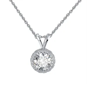 RINNTIN SN215 Simple Korean Women Necklace Jewelry Real 925 Silver Zircon Solitaire Necklace