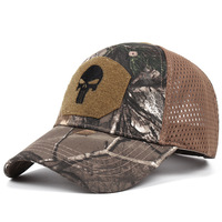 Casquette de baseball tactique Punisher brodée en velours maillé à 6 panneaux, réglable, respirante, camouflage extérieur, unisexe