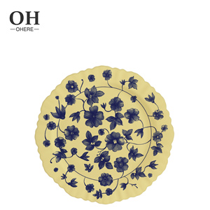 Service de vaisselle en porcelaine osseuse jaune vintage Ouhe, assiettes irrégulières pour location de mariage, vaisselle en céramique, vente en gros - Product Image 4