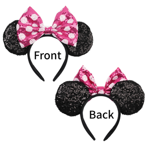 ที่คาดผมลายจุดประดับเลื่อมโบว์ใหญ่สีแดงพร้อมหูหนูสีดำสำหรับเด็ก ใช้เป็นอุปกรณ์ประกอบฉากถ่ายรูปในงานปาร์ตี้วันหยุดสุดคลาสสิก - Product Image 6